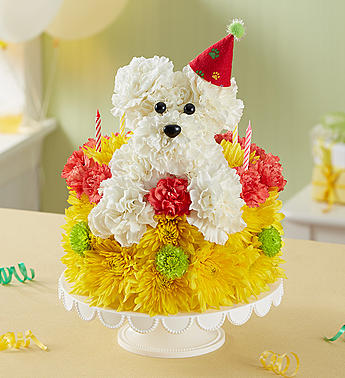 Birthday Wishes Flower Pupcake by Rich Mar Florist