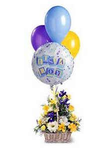 Baby Boy Bouquet with Balloons by Rich Mar Florist