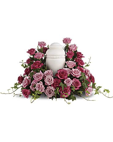Bed of Pink Roses Urn Wreath by Rich Mar Florist