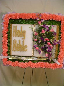 Holy Bible Standing Spray by Rich Mar Florist
