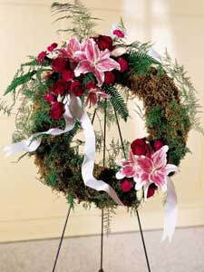 Lily & Rose Wreath by Rich Mar Florist